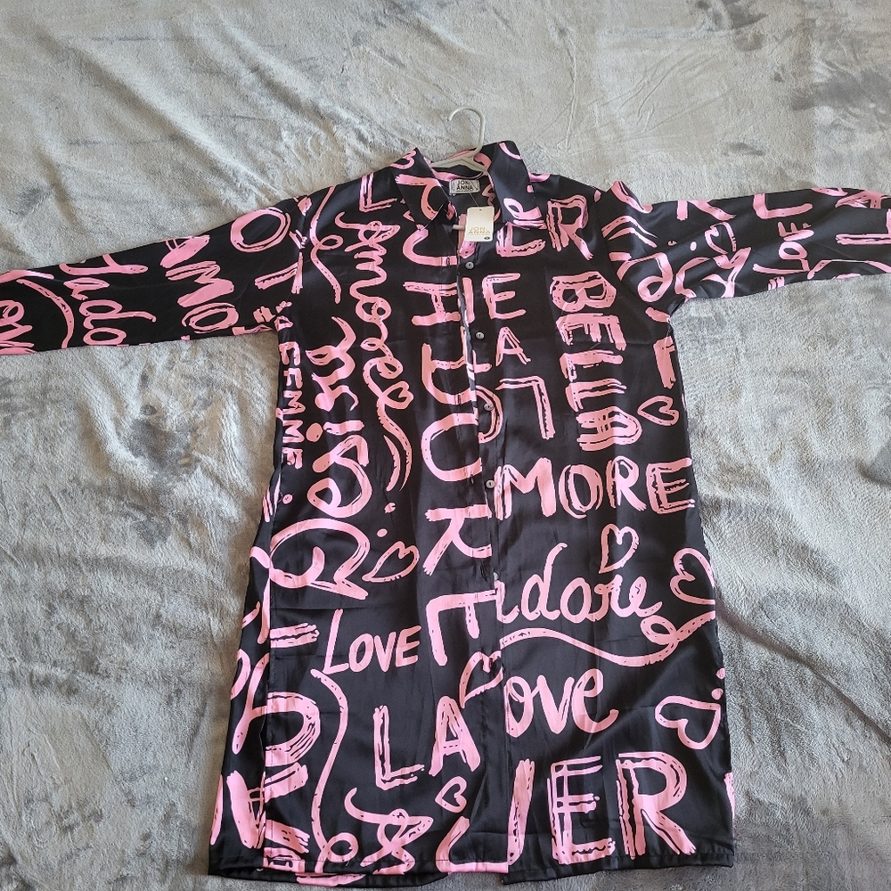 Jon and Anna Black and Pink Coallard button up Dress